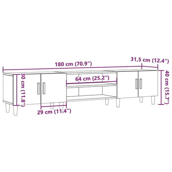 vidaXL TV-benk gammelt tre 180x31,5x40 cm konstruert tre