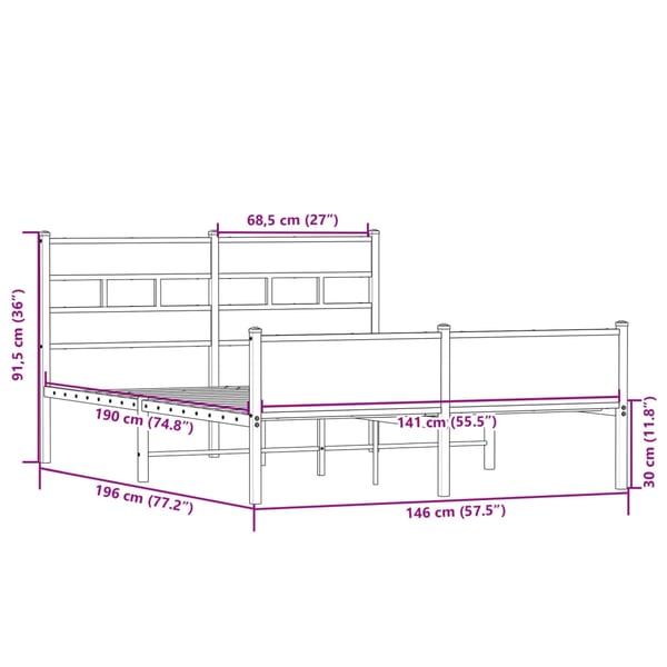 vidaXL Sengeramme uten madrass sonoma eik 140x190 cm konstruert tre