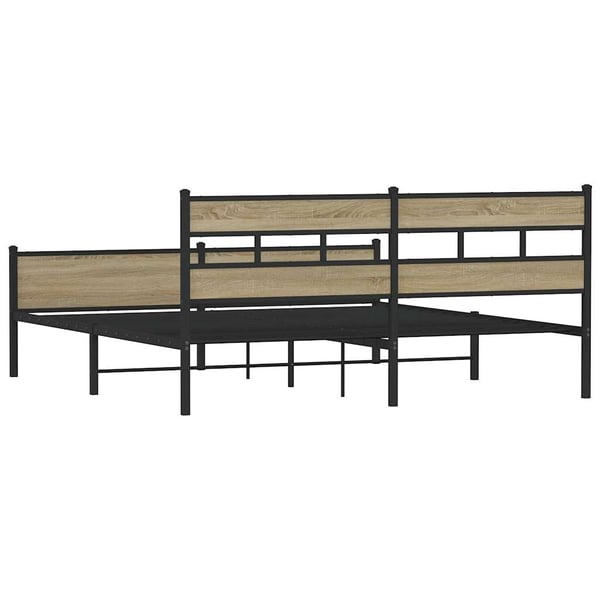 vidaXL Sengeramme i metall uten madrass sonoma eik 183x213 cm