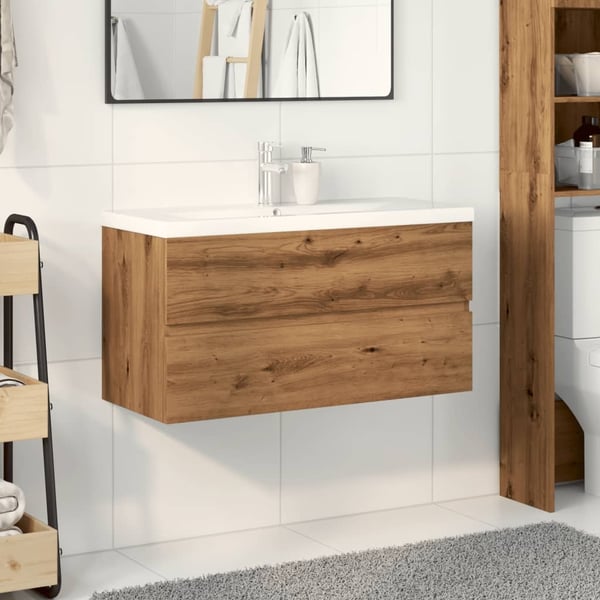 vidaXL Servantskap med innebygd kum artisan eik