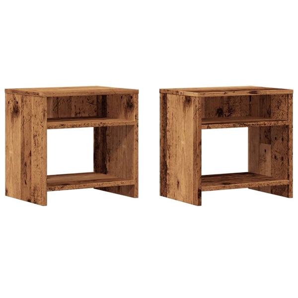vidaXL sengeborde 2 stk. 40x30x40 cm konstrueret træ gammelt trælook