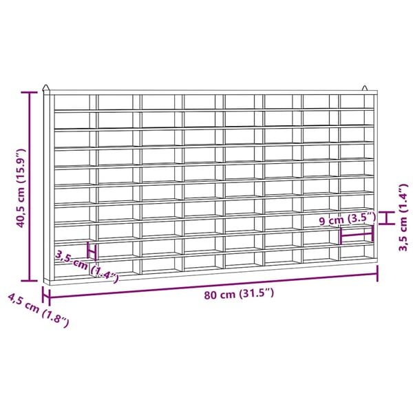 vidaXL Samlerutstillingsskap i tre med 80 rom 80x4,5x40,5cm