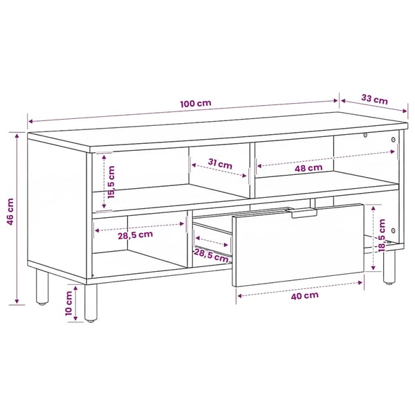 vidaXL Tv-bänk svart 100x33x46 cm konstruerat trä