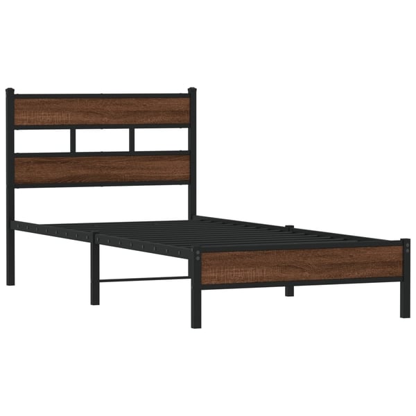 vidaXL sengeramme 75x190 cm uden madras konstrueret træ brunt eg