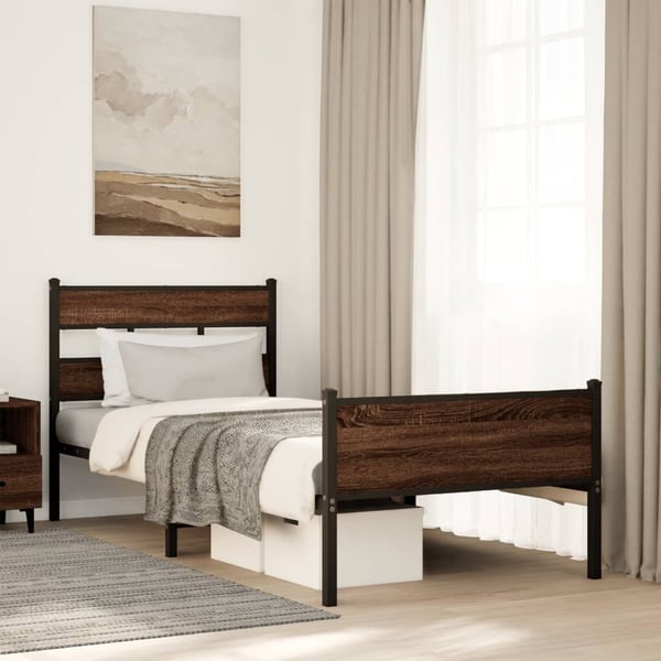 vidaXL Sengeramme uten madrass brun eik 100x190 cm konstruert tre