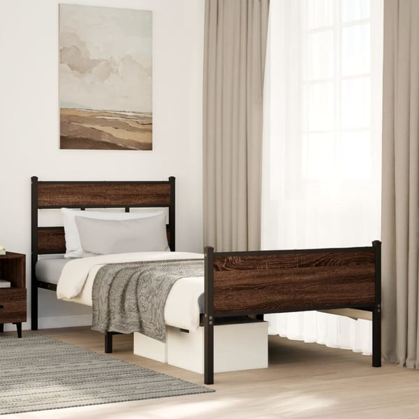 vidaXL Sengeramme uten madrass brun eik 90x190 cm konstruert tre