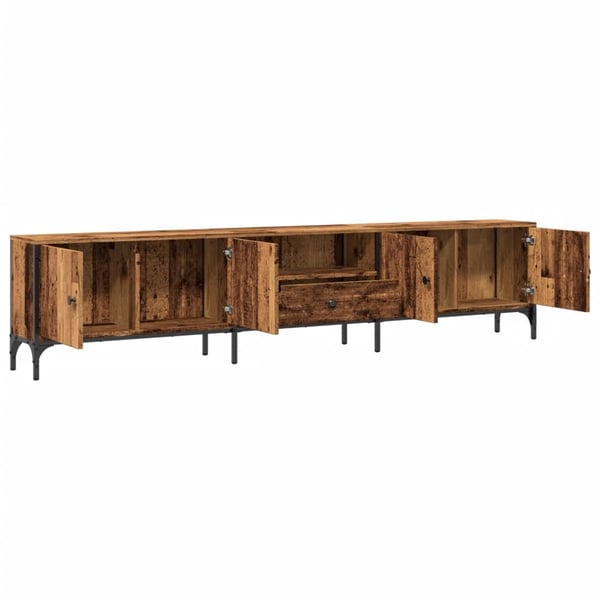 vidaXL TV-benk med skuff gammelt tre 200x25x44 cm konstruert tre