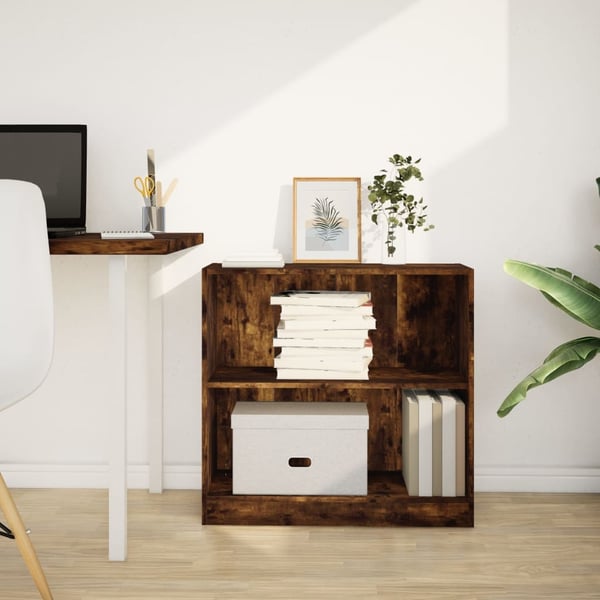 vidaXL Bokhylle røkt eik 80x24x76 cm konstruert tre