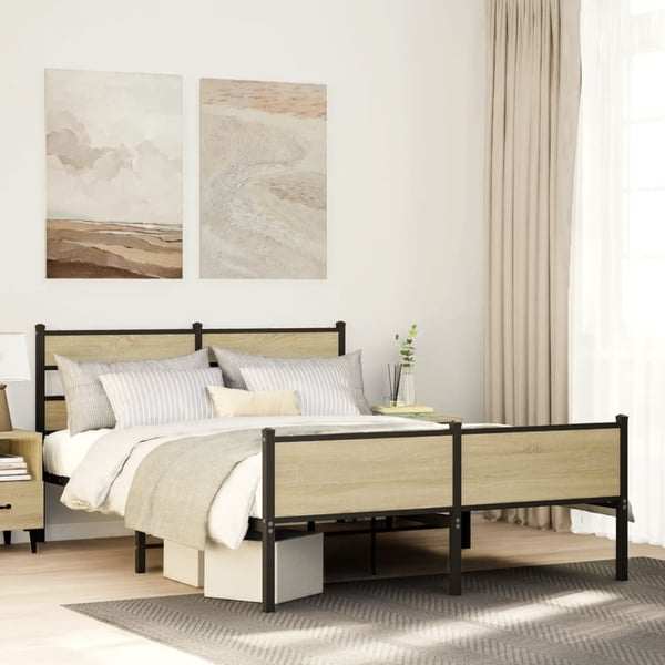 vidaXL Sengeramme uten madrass sonoma eik 137x190 cm konstruert tre