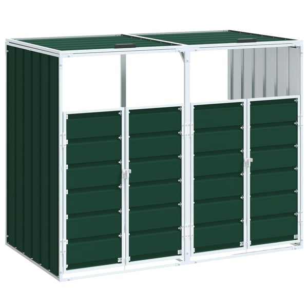 vidaXL Søppeldunkskur for 2 dunker Grønn 144x81x113 cm Stål