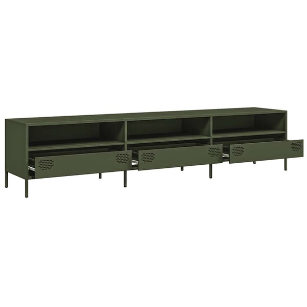 vidaXL tv-bord 202x39x43,5 cm koldvalset stål olivengrøn'