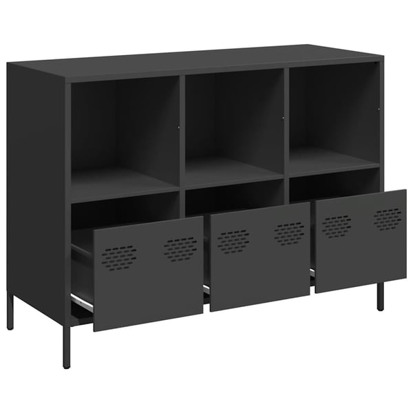 vidaXL Skjenk svart 101,5x39x73,5 cm kaldvalset stål