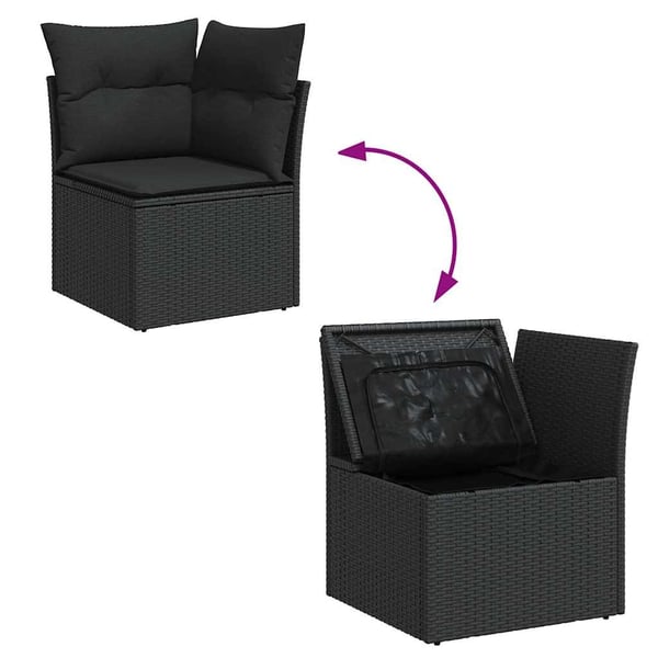 vidaXL sofasæt til haven 9 dele med hynder polyrattan akacietræ sort