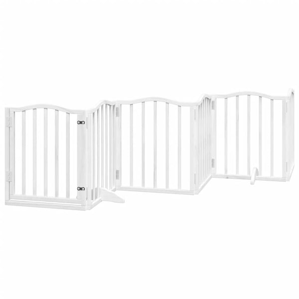 vidaXL hundelåge med dør 12 paneler 600 cm foldbar poppeltræ hvid