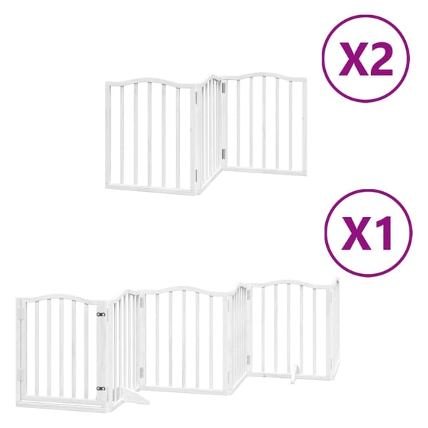 vidaXL hundelåge med dør 12 paneler 600 cm foldbar poppeltræ hvid