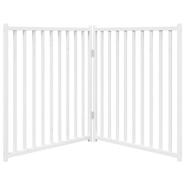 vidaXL Hundeport sammenleggbar 2 paneler hvit 160 cm heltre gran