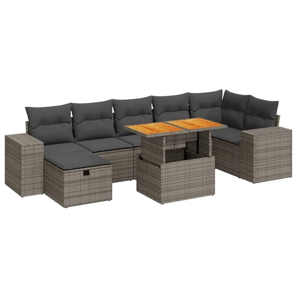 vidaXL sofasæt 5 dele med hynder polyrattan akacietræ grå