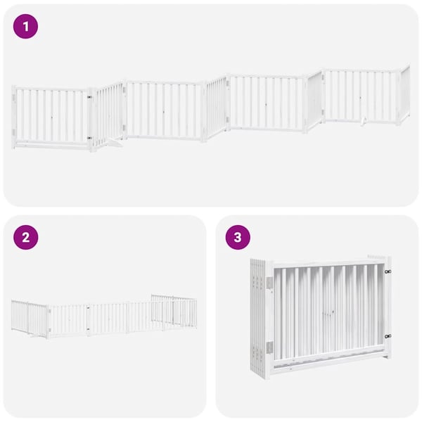 vidaXL Hundeport sammenleggbar 8 paneler hvit 640 cm poppeltre