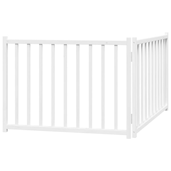vidaXL Hundeport sammenleggbar 2 paneler hvit 160 cm heltre gran