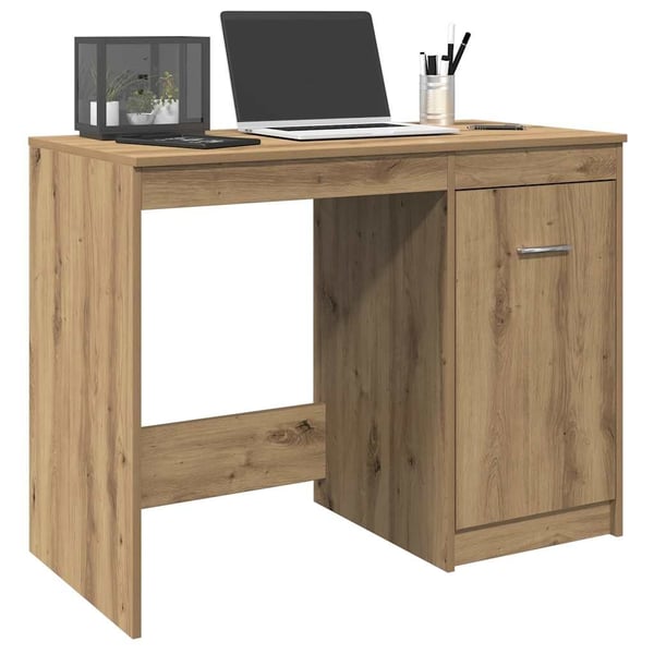 vidaXL Skrivebord artisan eik 100x50x76 cm konstruert tre