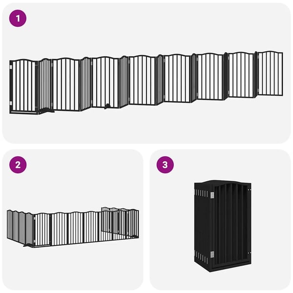 vidaXL Hundeport sammenleggbar 15 paneler svart 750 cm poppeltre