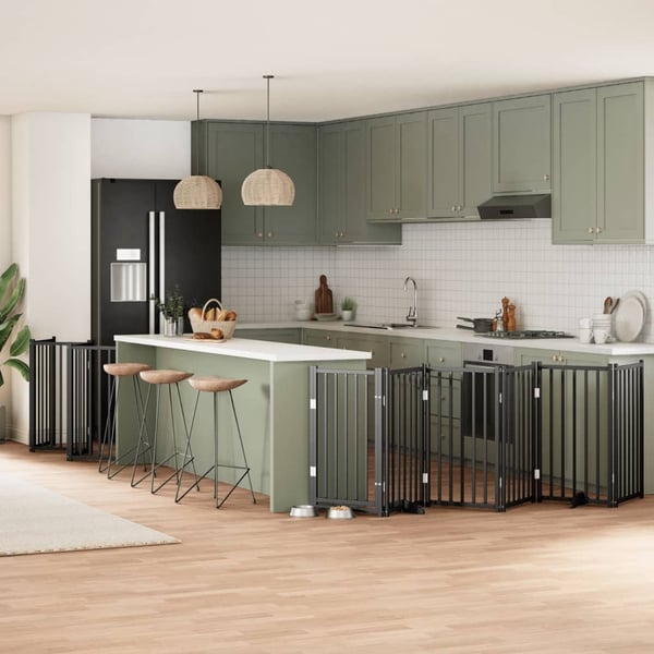 vidaXL Hundeport sammenleggbar 12 paneler svart 600 cm poppeltre