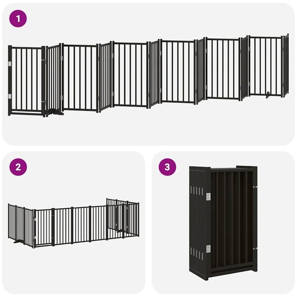 vidaXL Hundeport sammenleggbar 12 paneler svart 600 cm poppeltre