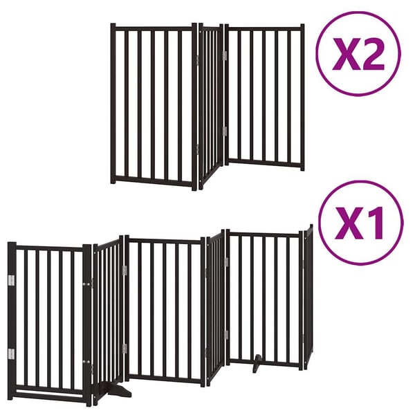 vidaXL Hundeport sammenleggbar 12 paneler svart 600 cm poppeltre