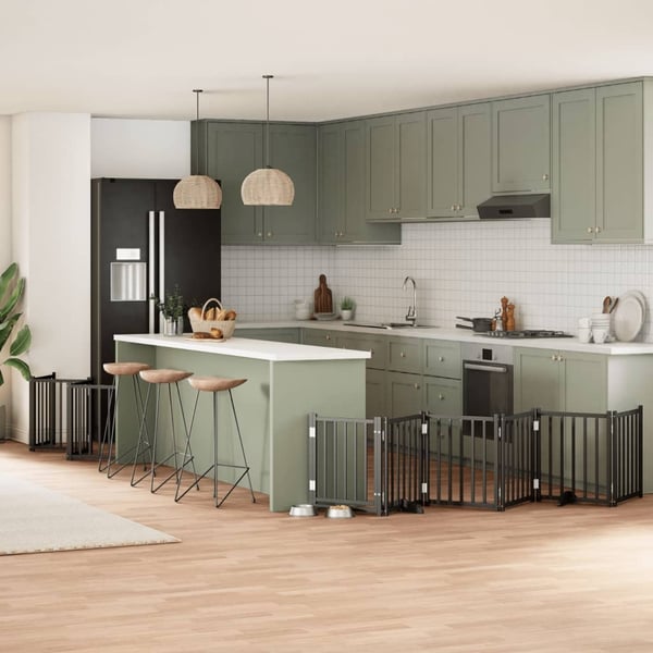 vidaXL Hundeport sammenleggbar 15 paneler svart 750 cm poppeltre