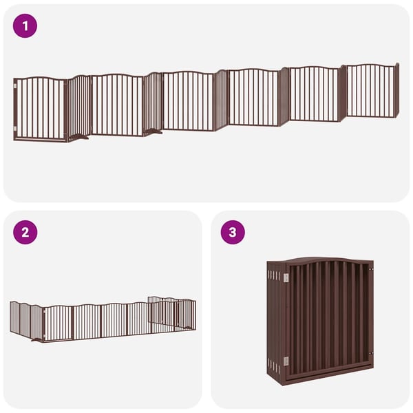 vidaXL Hundeport sammenleggbar 12 paneler brun 960 cm poppeltre