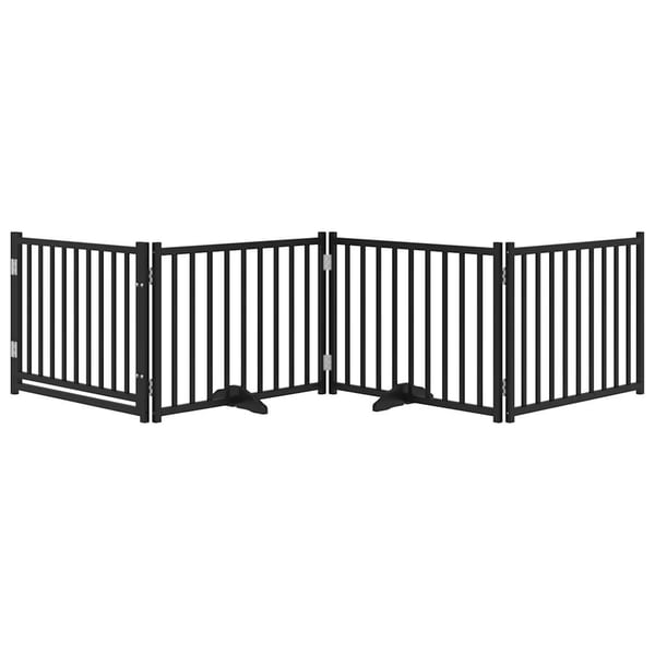 vidaXL Hundeport dør sammenleggbar 4 paneler svart 320 cm heltre gran