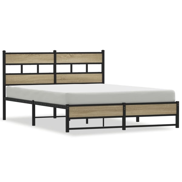 vidaXL Sengeramme i metall uten madrass sonoma eik 160x200 cm