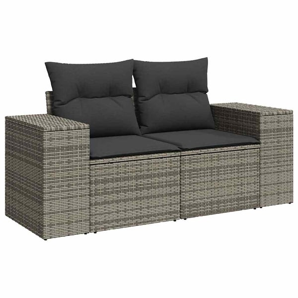 vidaXL sofasæt til haven 6 dele med hynder polyrattan akacietræ grå