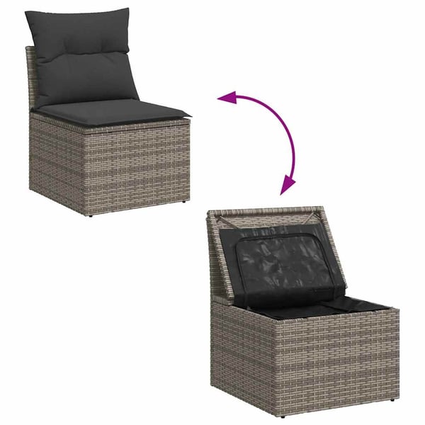 vidaXL sofasæt til haven 6 dele med hynder polyrattan akacietræ grå