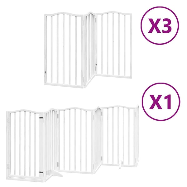 vidaXL hundelåge med dør 15 paneler 750 cm foldbar poppeltræ hvid