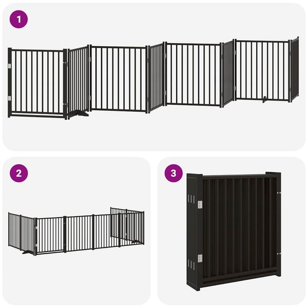 vidaXL Hundeport sammenleggbar 8 paneler svart 640 cm poppeltre