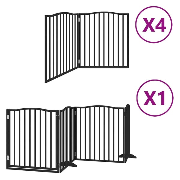 vidaXL Koiraportti kokoontaittuva 12 paneelia musta 960 cm poppelipuu