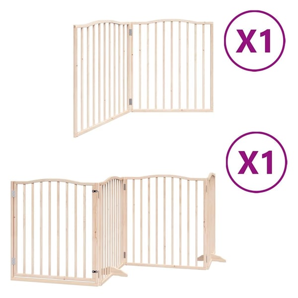 vidaXL hundelåge med dør 6 paneler 480 cm foldbar poppeltræ