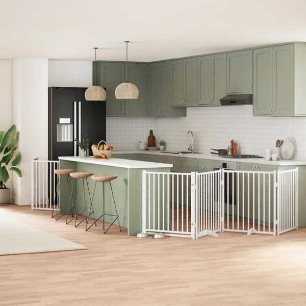 vidaXL Hundeport sammenleggbar 8 paneler hvit 640 cm poppeltre