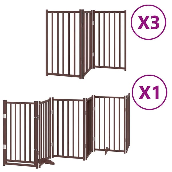 vidaXL Hundeport sammenleggbar 15 paneler brun 750 cm poppeltre