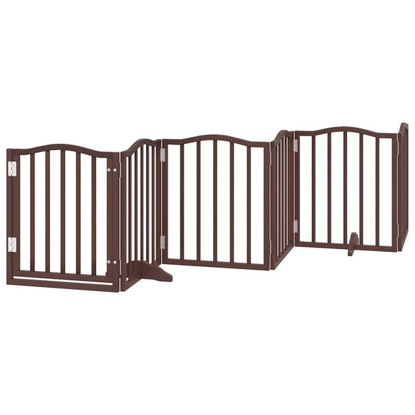vidaXL Koiraportti kokoontaittuva 15 paneelia ruskea 750 cm poppelipuu