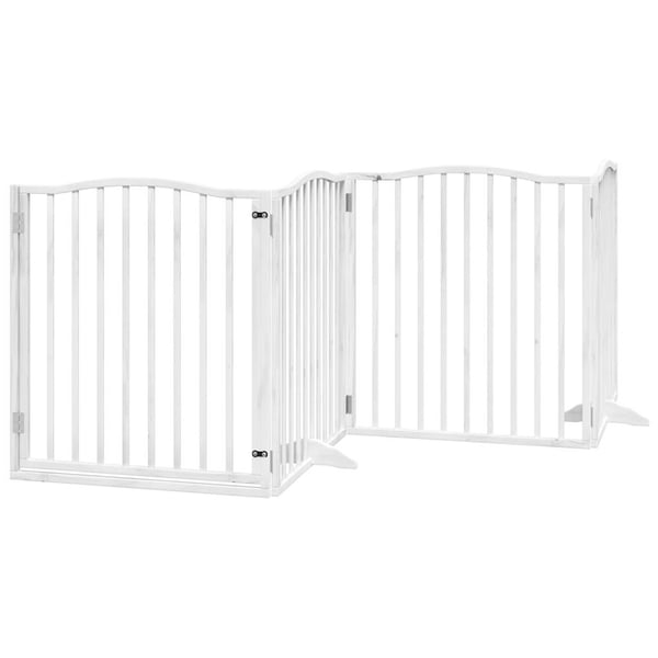 vidaXL hundelåge med dør 12 paneler 960 cm foldbar poppeltræ hvid