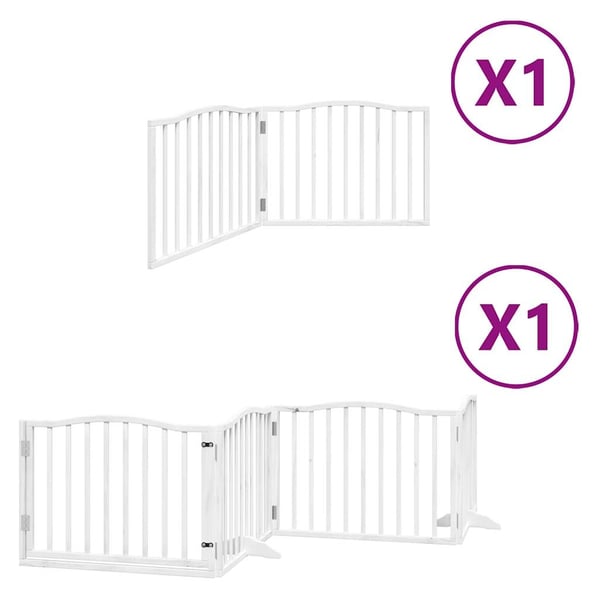 vidaXL hundelåge med dør 6 paneler 480 cm foldbar poppeltræ hvid