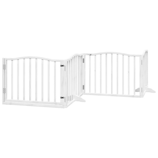 vidaXL hundelåge med dør 6 paneler 480 cm foldbar poppeltræ hvid