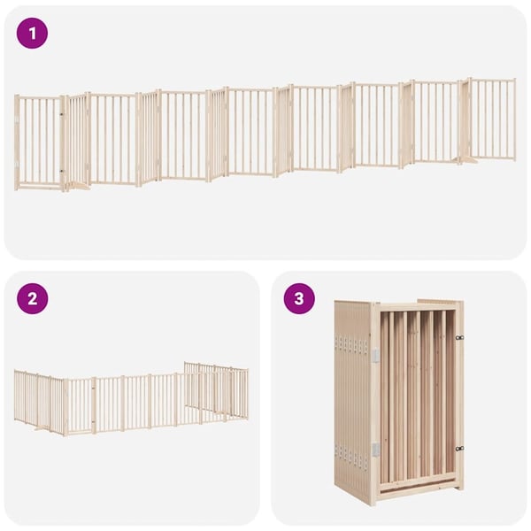 vidaXL Hundeport sammenleggbar 15 paneler 750 cm poppeltre