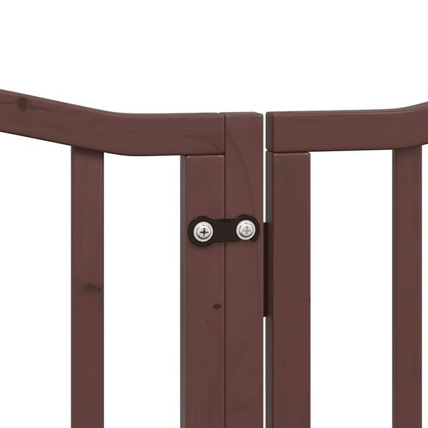 vidaXL hundelåge med dør 12 paneler 600 cm foldbar poppeltræ brun