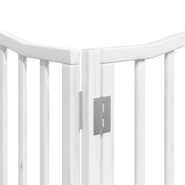 vidaXL hundelåge med dør 8 paneler 640 cm foldbar poppeltræ hvid