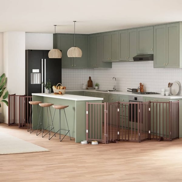 vidaXL Hundeport sammenleggbar 12 paneler brun 600 cm poppeltre