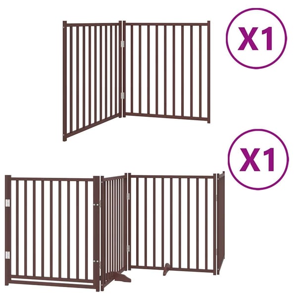 vidaXL Koiraportti kokoontaittuva 6 paneelia ruskea 480 cm poppelipuu