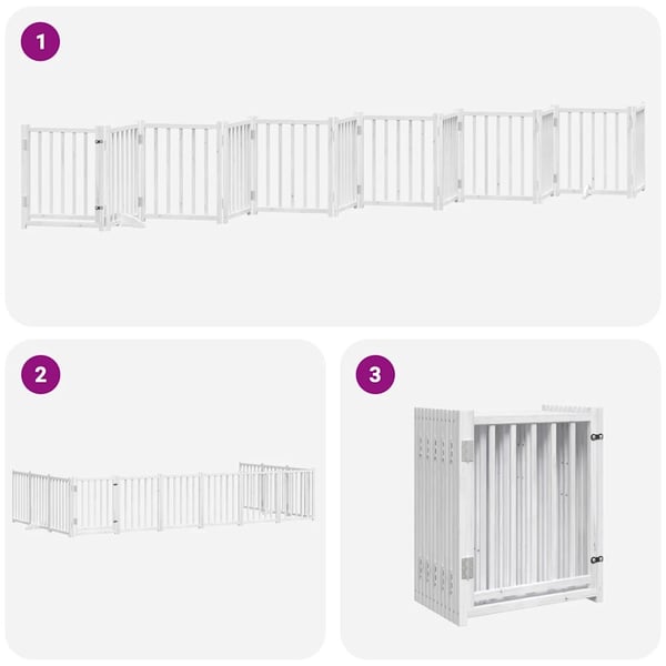 vidaXL Hundeport sammenleggbar 12 paneler hvit 600 cm poppeltre